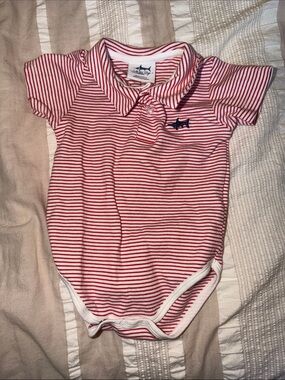 Infant Red & White Striped Polo Bodysuit
